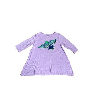 Gymboree Girls Purple Dress With Sequined Bird Applique Long Sleeve A-Line Cotto